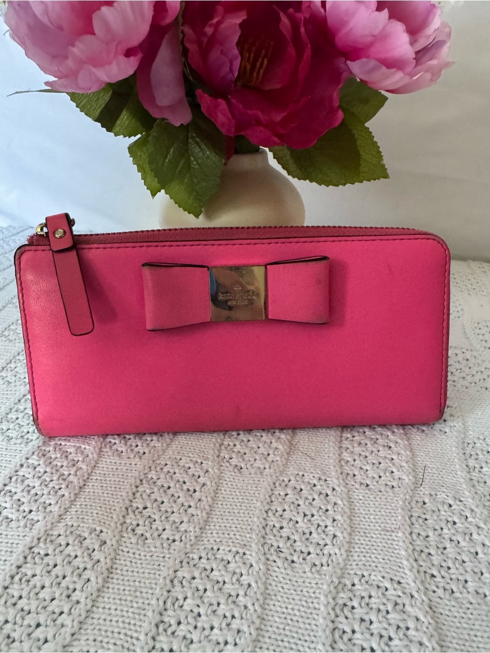 Kate Spade storybook pink bow long wallet